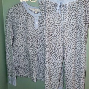 P.J. Salvage Live Life Cozy Thermal Ski Jammie Pajamas Set Ice Blue Size Small